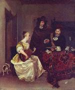 A Woman playing a Theorbo to Two Men Gerard ter Borch the Younger